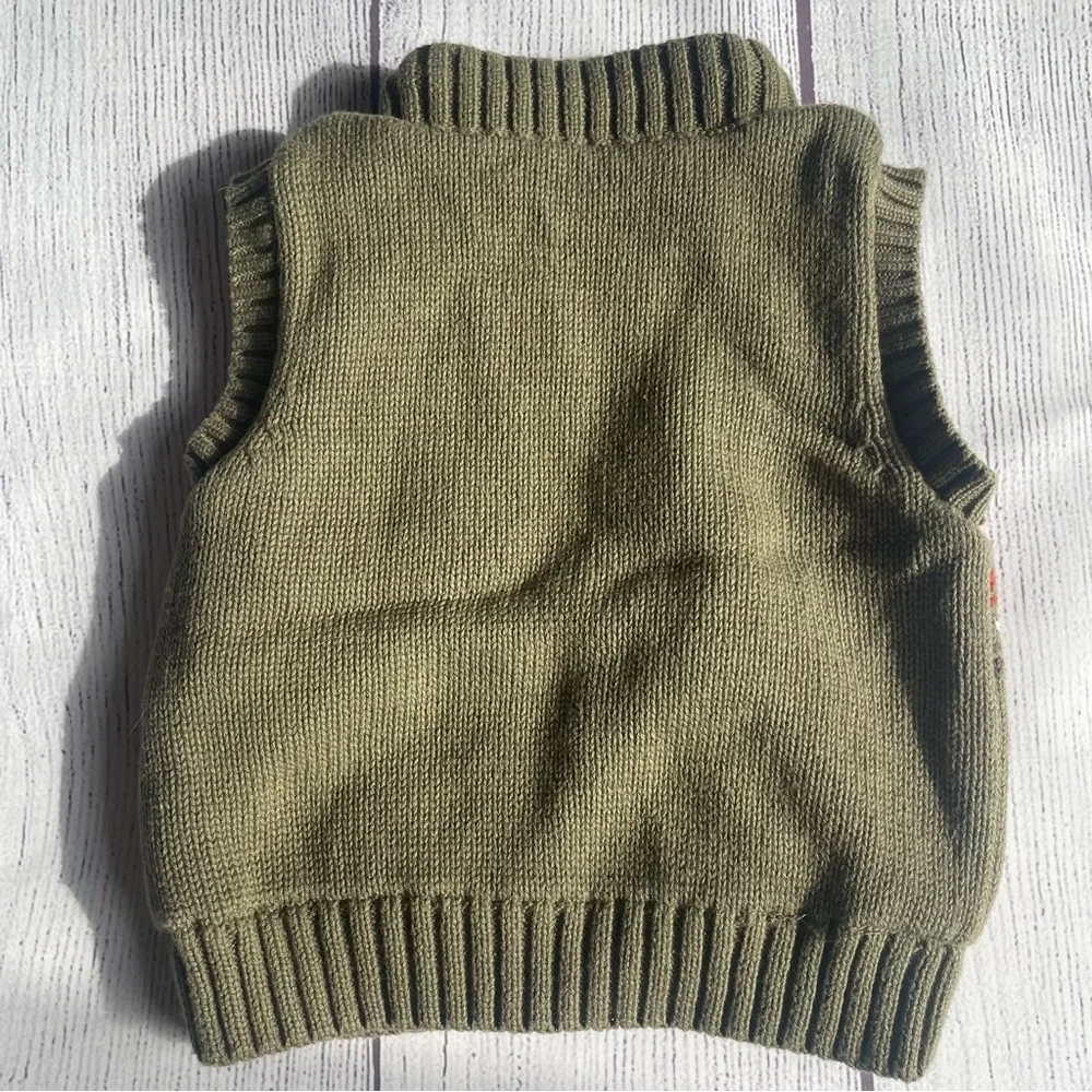 Gymboree Green Fair Isle Zip Sweater Vest Size 3-6 months